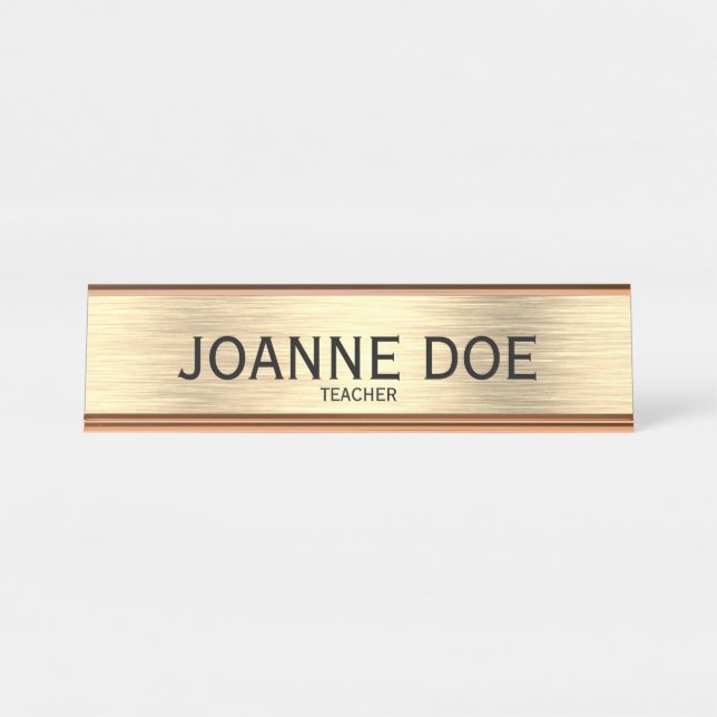 Elegante Teacher Metallic Desk Name Plate Schreibtischnamensplakette (Vorderseite )