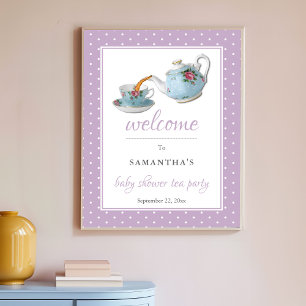 Elegante Teacups Baby Dusche Teezubereitung Party  Poster