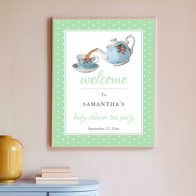Elegante Teacups Baby Dusche Teezubereitung Party  Poster (Von Creator hochgeladen)