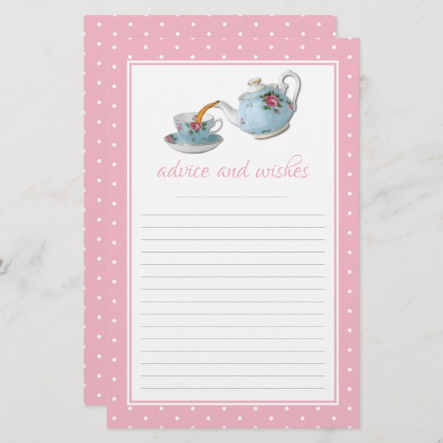 Elegante Teacups Kinderdusche Teezubereitung Party (Vorne/Hinten)