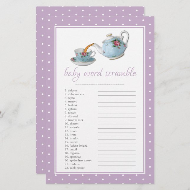 Elegante Teacups Kinderdusche Teezubereitung Party (Vorne/Hinten)