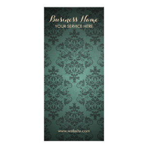 Elegante Teal-Damask-Hintergrund-Rack-Karten Werbekarte
