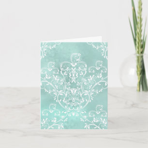 Elegante Teal-Damask-Notizkarte Karte