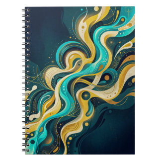 Elegante Teal-Gold-Abstrakt-Flow-Kunst Notizblock