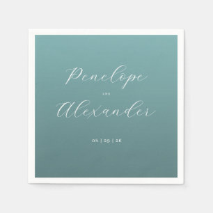 Elegante Teal-Kalligrafie Serviette