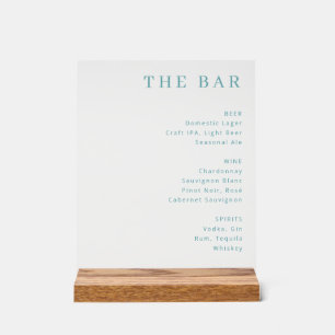 Elegante Teal-Minimalist-Bar-Speisekarte Acrylschild