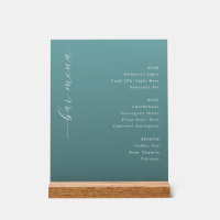 Elegante Teal-Minimalisten-Bar-Speisekarte