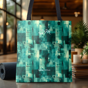 Elegante Teal-monochrome personalisierte Tragetasc