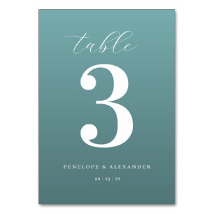 Elegante Teal Nummer Drei Tischnummer