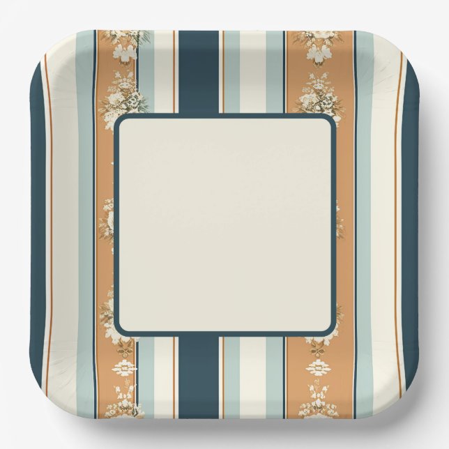 Elegante Teal-Regency-Streifen Pappteller (Vorderseite)