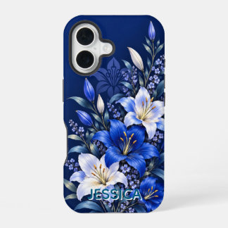Elegante Teal-Schwertlilien-Blumen individuell iPhone 16 Hülle
