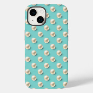 Elegante Teal- und Perlen-iPhone-Hülle Case-Mate iPhone 14 Hülle
