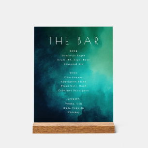 Elegante Teal-Wasserfarben-Bar-Speisekarte Acrylschild