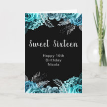 Elegante Tealblaue und silberne Blumen Sweet Sixte