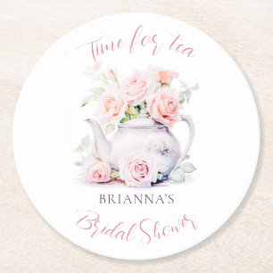 Elegante Teeparty-Bridal-Shower Runder Pappuntersetzer