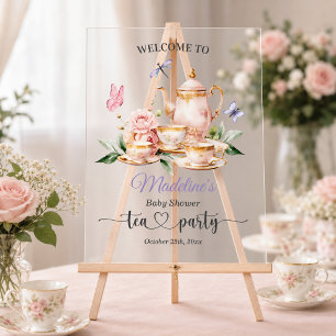 Elegante Teeparty-Schmetterlinge Baby Shower  Acrylschild