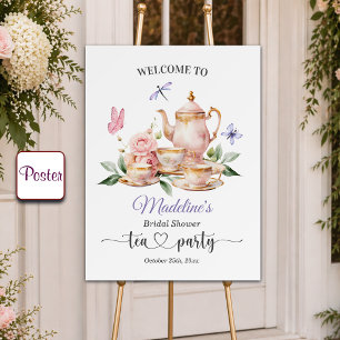 Elegante Teeparty-Schmetterlinge Brautparty Poster