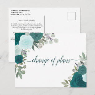 Elegante Teerosen Änderung der Hochzeitspläne Ankündigungspostkarte