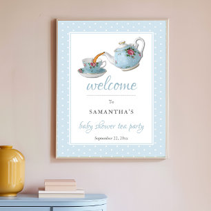 Elegante Teetassen-Baby-Shower-Teeparty-Willkommen Poster