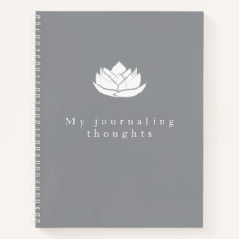 Elegante Template Gray and White Lotus Blume Notizbuch