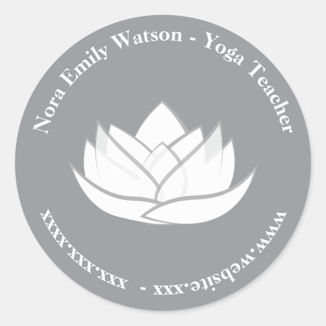 Elegante Template Gray Lotus Blume Runder Aufkleber (Vorderseite)