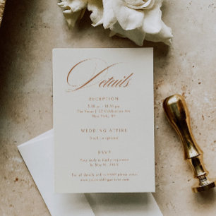 Elegante Terracotta Calligraphy Hochzeiten Details Begleitkarte