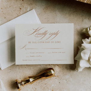 Elegante Terracotta Calligraphy Wedding RSVP Karte