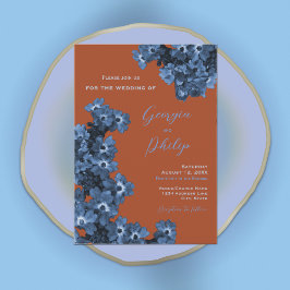 Elegante Terracotta & Dusty Blumen Hochzeit Einladung