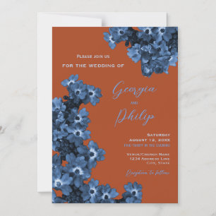 Elegante Terracotta & Dusty Blumen Hochzeit Magneteinladung