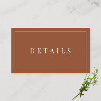 Elegante Terracotta Einfache formelle Hochzeitsdet