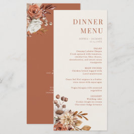Elegante Terracotta Floral Wedding Dinner Karte
