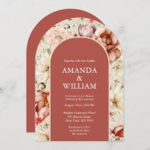 Elegante Terracotta Floral Wedding Einladung