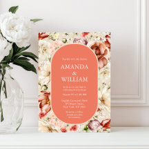 Elegante Terracotta Floral Wedding Einladung