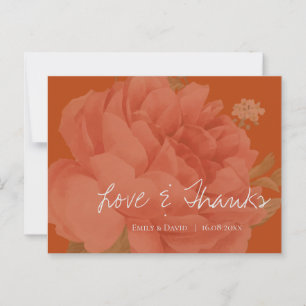 Elegante Terracotta Floral Wedding Liebe und viele Postkarte