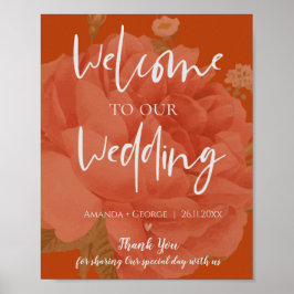 Elegante Terracotta Floral Willkommen bei unserer Poster