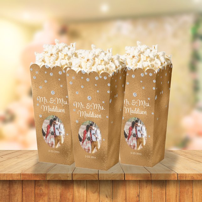 Elegante Terracotta Foil & Diamond Wedding Popcorn Geschenkschachtel (Von Creator hochgeladen)