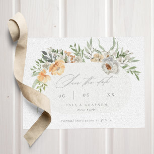 Elegante Terracotta & Gray florale Rahmen Wedding Save The Date