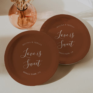 Elegante Terracotta Minimalistisch Calligraphy Wed Pappteller