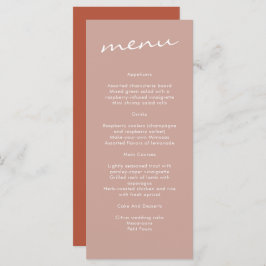Elegante Terracotta Minimalistisch Wedding Menükarte