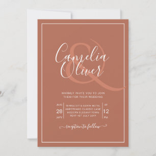 Elegante Terracotta Monochrome Classic Wedding Einladung