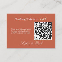Elegante Terracotta QR Code Website RSVP Card
