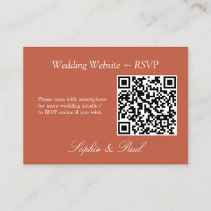 Elegante Terracotta QR Code Website RSVP Card Begleitkarte