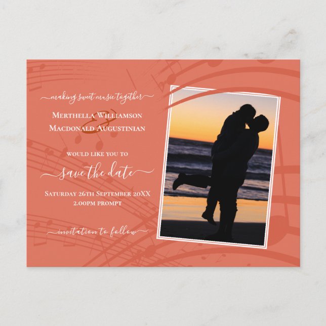 Elegante Terracotta Save the Date Postkarte (Vorderseite)