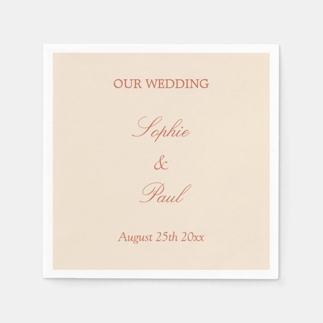 Elegante Terracotta Script Wedding Napkins Serviette (Vorderseite)