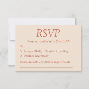 Elegante Terracotta Straw Beige Wedding RSVP Card Karte