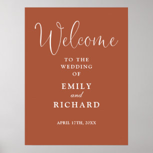 Elegante Terracotta Wedding Welcome Sign Poster