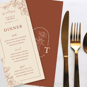 Elegante Terracotta Whimsical Wedding Menükarte