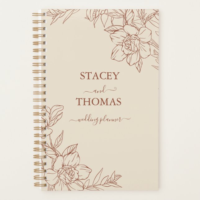 Elegante Terracotta Whimsical Wedding Planer (Vorderseite)
