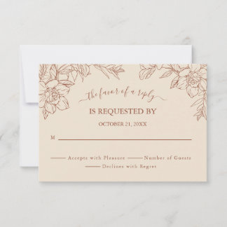 Elegante Terracotta Whimsical Wedding Response Car RSVP Karte