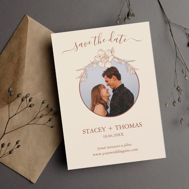 Elegante Terracotta Whimsical Wedding Save The Date (Von Creator hochgeladen)